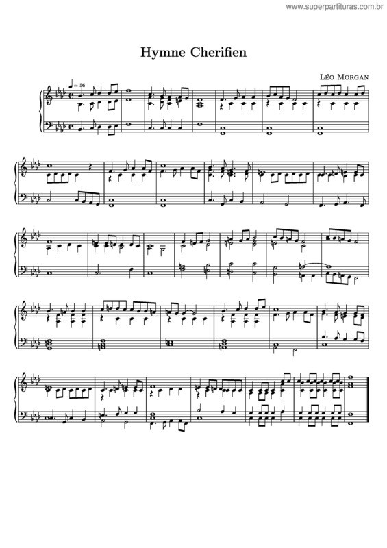 Partitura da música Hymne Chérifien