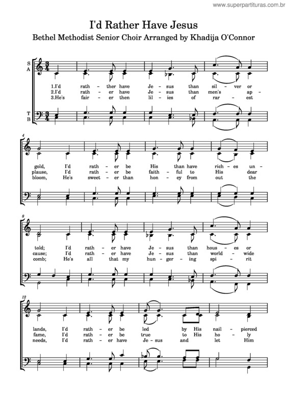 Partitura da música I`D Rather Have Jesus