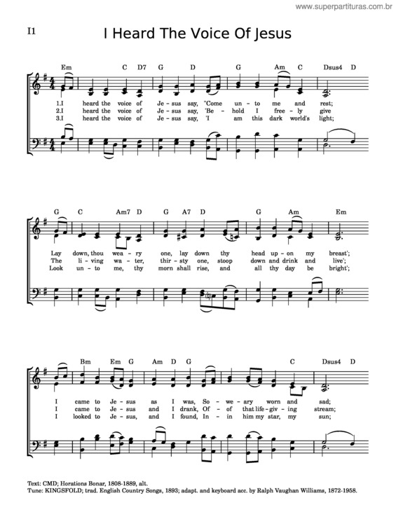 Partitura da música I Heard The Voice Of Jesus Say v.3