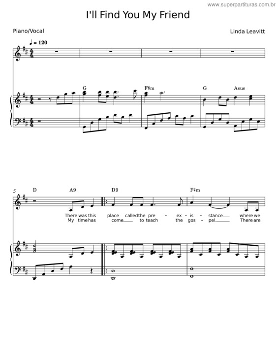 Partitura da música I`Ll Find You My Friend