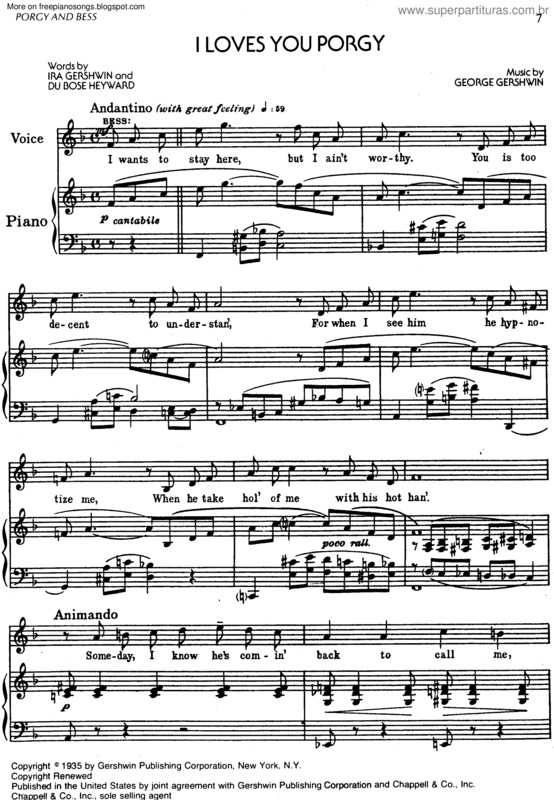 Partitura da música I Loves You Porgy v.3