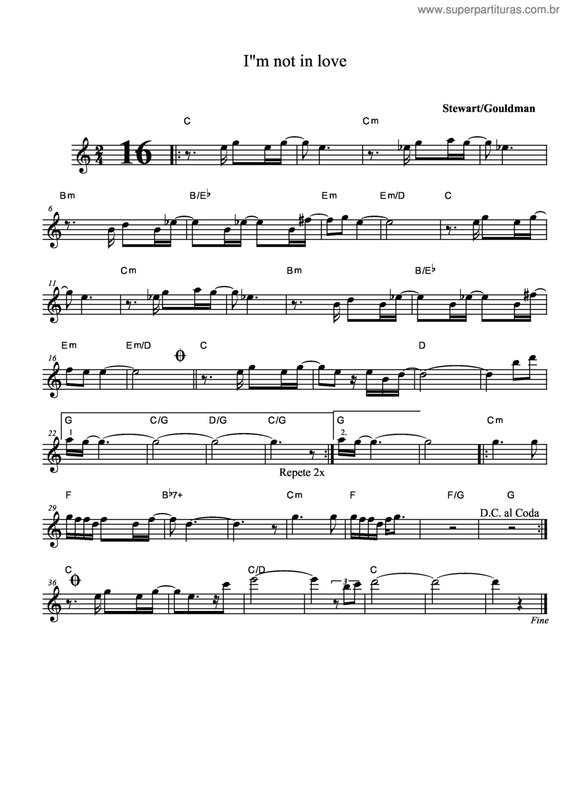 Partitura da música I'm Not In Love v.4