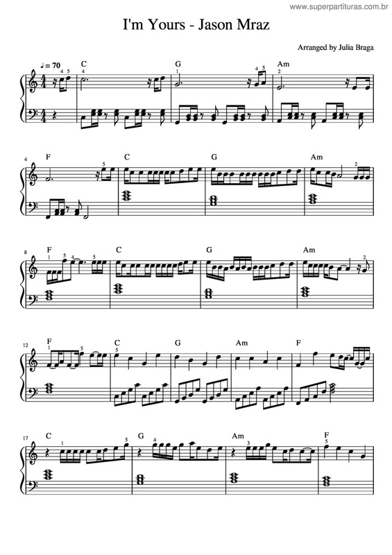 Partitura da música I`M Yours v.11