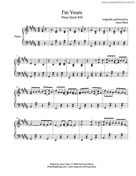 Partitura da música I`M Yours v.12