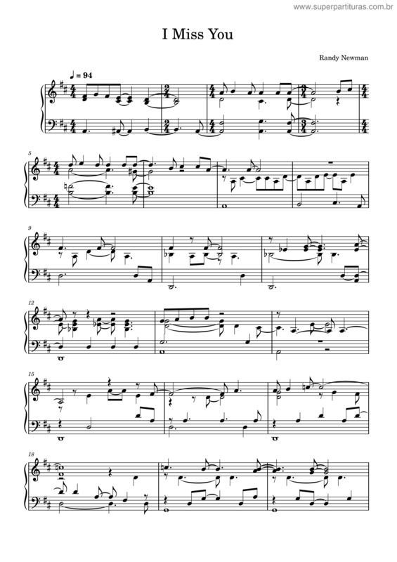 Partitura da música I Miss You v.5