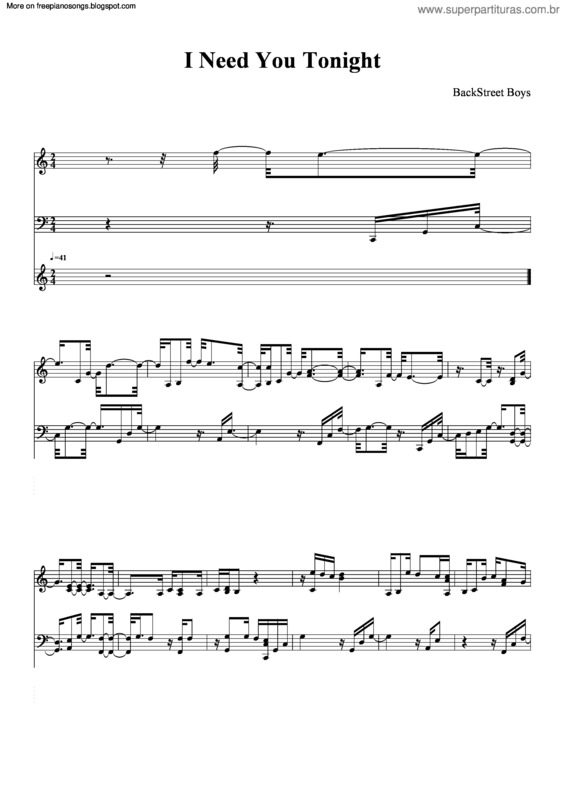 Partitura da música I Need You Tonight v.5