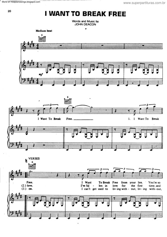 Partitura da música I Want To Break Free v.4