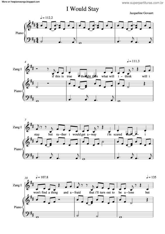 Partitura da música I Would Stay v.3