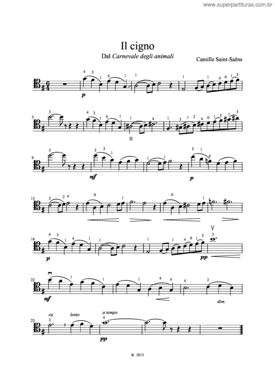 Partitura da música Il Cigno