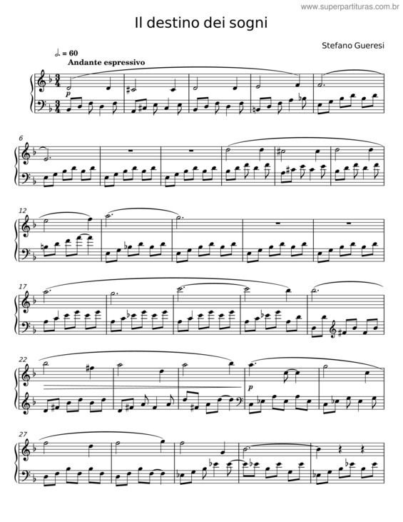 Partitura da música Il Destino Dei Sogni