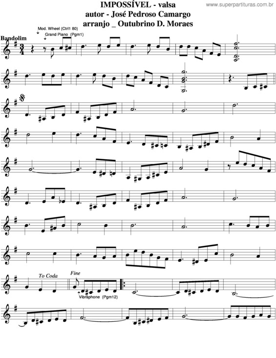 Partitura da música Impossível v.3