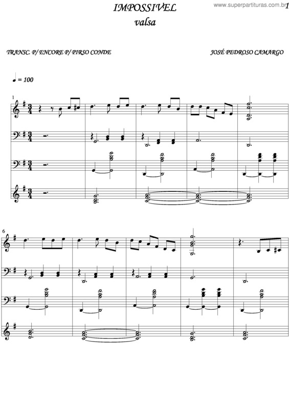 Partitura da música Impossivel