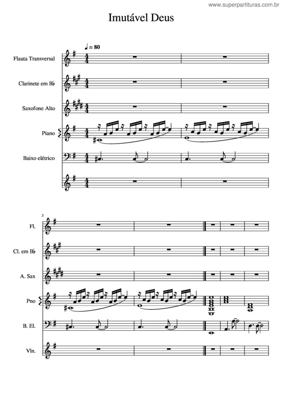 Partitura da música Imutável Deus