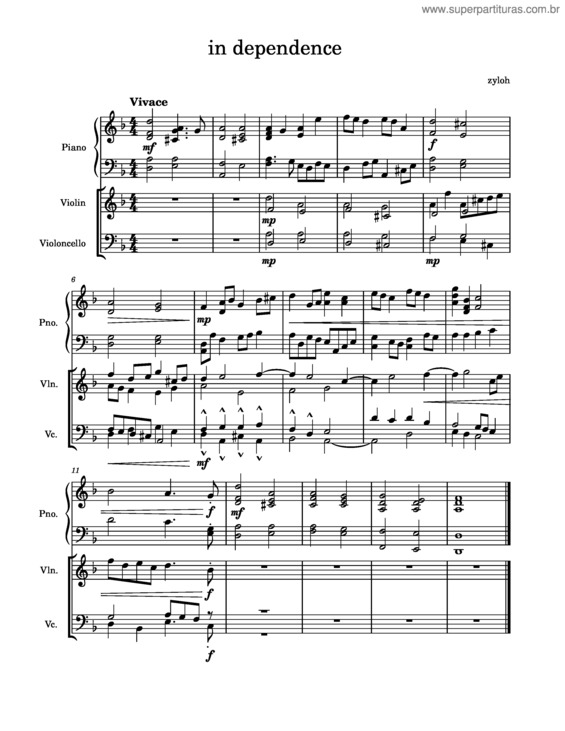 Partitura da música In Dependence