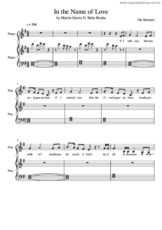 Partitura da música In The Name Of Love