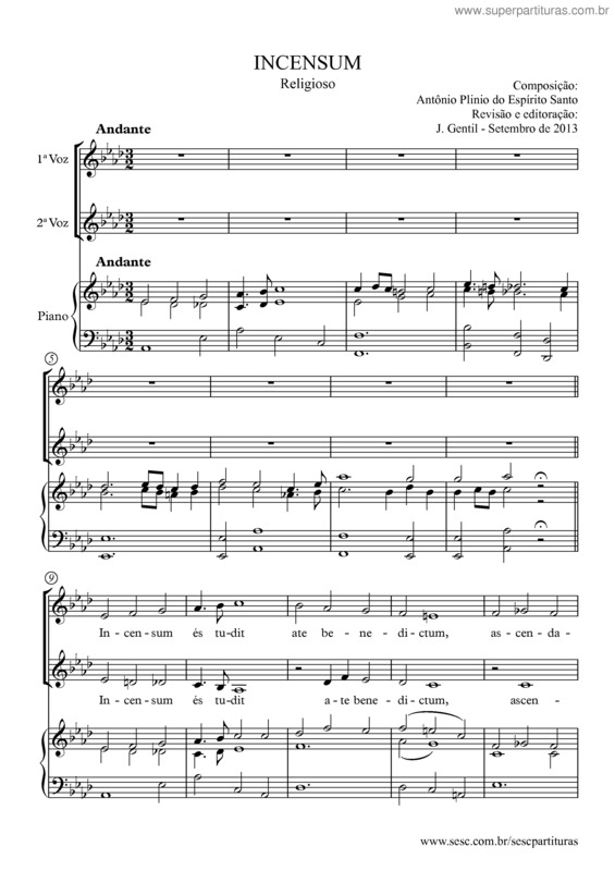 Partitura da música Incensum