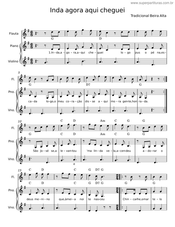 Partitura da música Inda Agora Aqui Cheguei