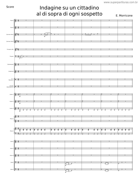 Partitura da música Indagine Su Di Un Cittadino Al Di Sopra Di Ogni Sospetto – Ennio Morricone