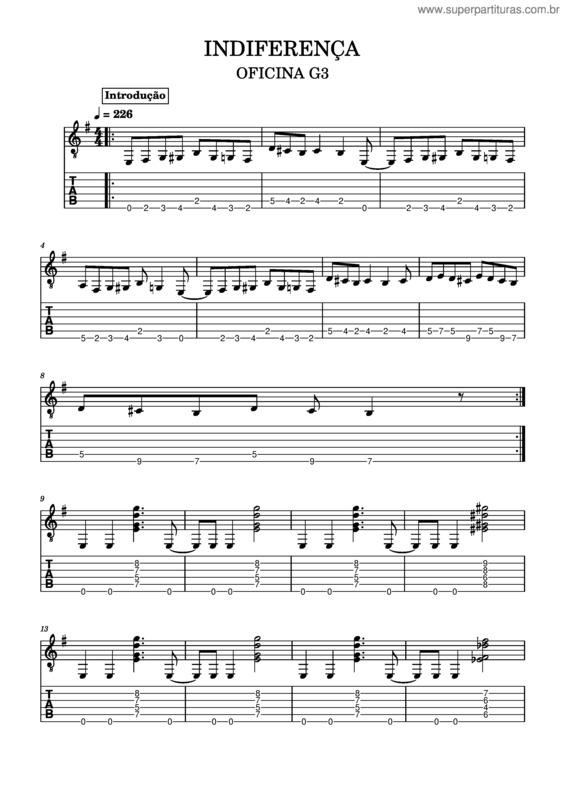 Partitura da música Indiferença v.4