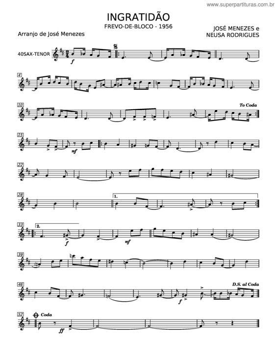 Partitura da música Ingratidão v.4