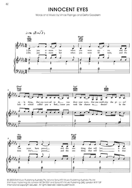 Partitura da música Innocent Eyes