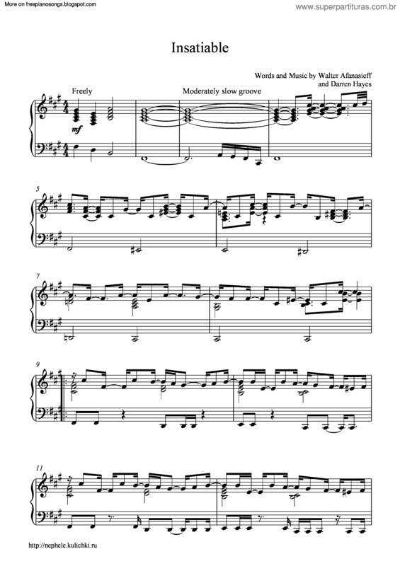 Partitura da música Insatiable