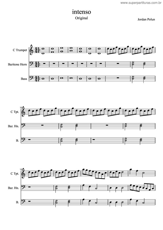 Partitura da música Intenso