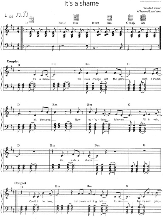 Partitura da música It`s A Shame