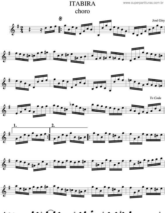 Partitura da música Itabira