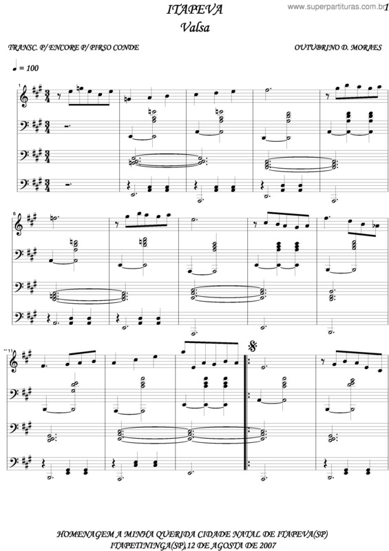 Partitura da música Itapeva 