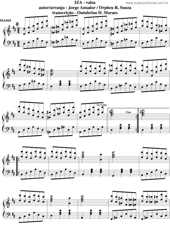 Partitura da música Iza v.2