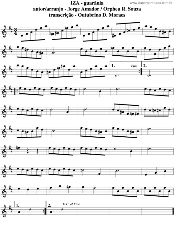 Partitura da música Iza