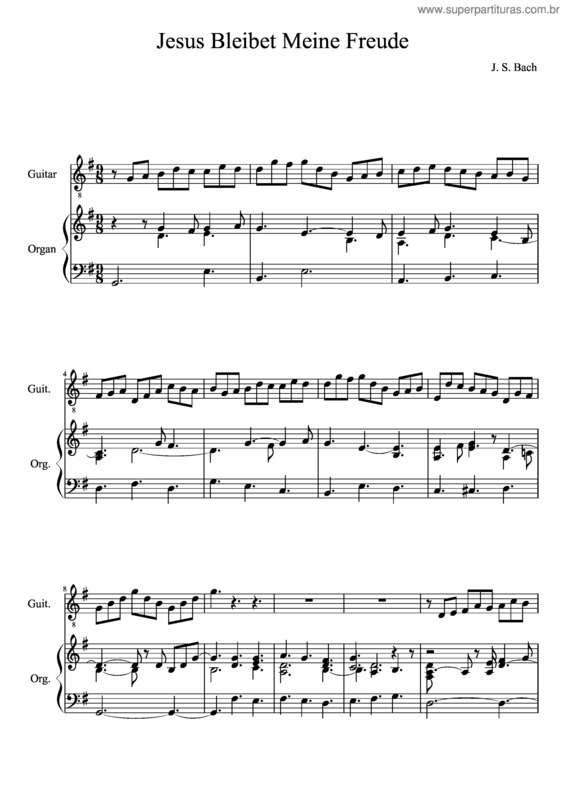 Partitura da música J.S. Bach