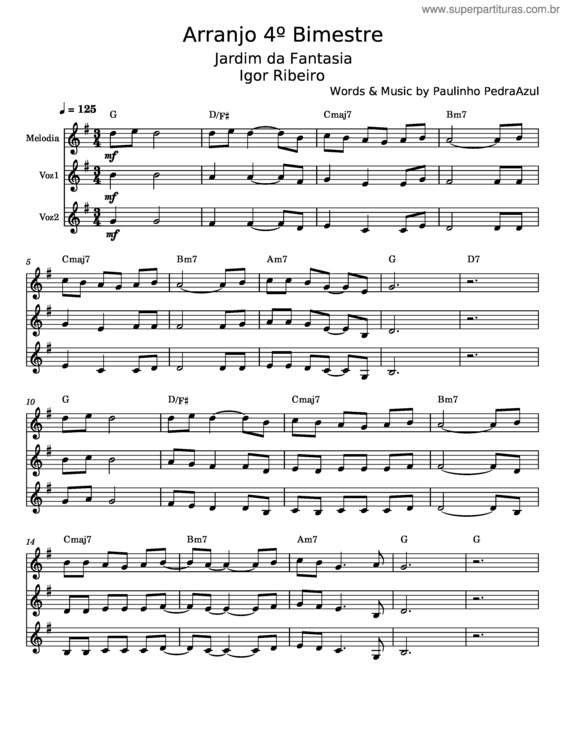 Partitura da música Jardim Da Fantasia v.3