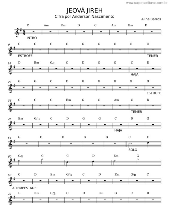 Partitura da música Jeova Jireh v.11