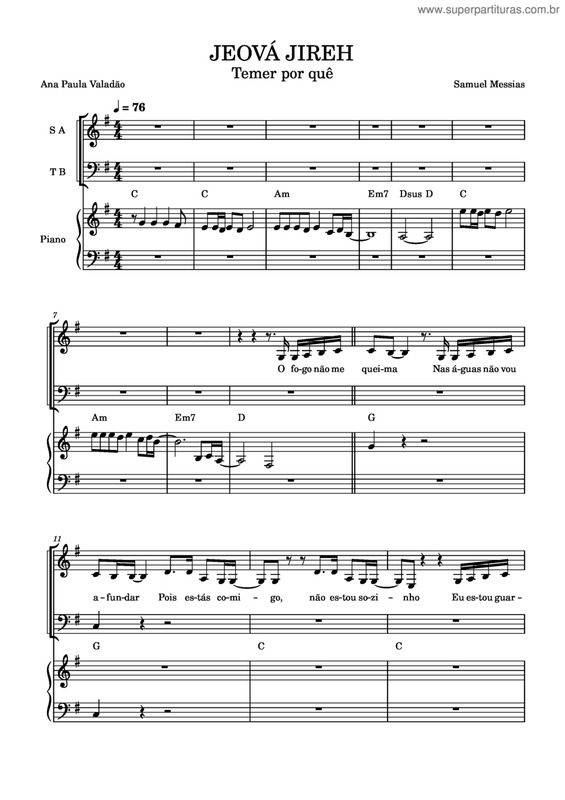 Partitura da música Jeová Jireh v.4