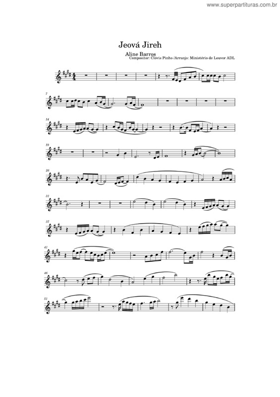 Partitura da música Jeová Jireh v.5