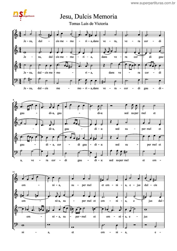 Partitura da música Jesu, Dulcis Memoria