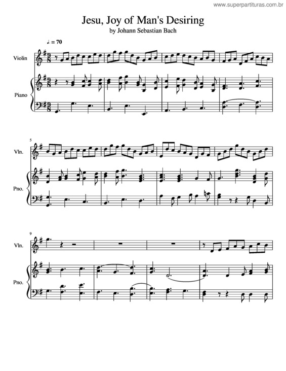 Partitura da música Jesu, Joy Of Man`S Desiring Duet