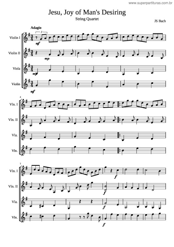 Partitura da música Jesu, Joy Of Man`S Desiring v.12