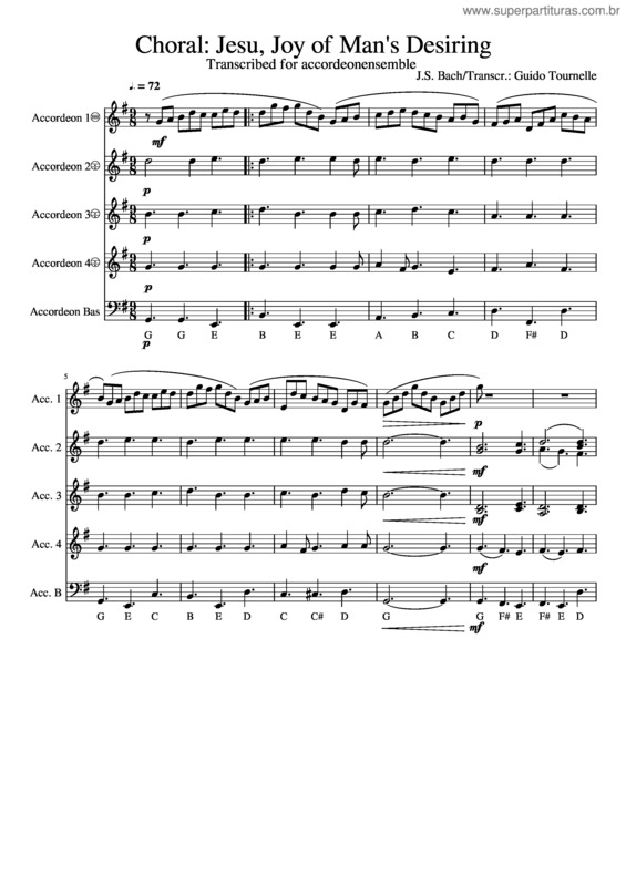 Partitura da música Jesu, Joy Of Man`S Desiring v.23