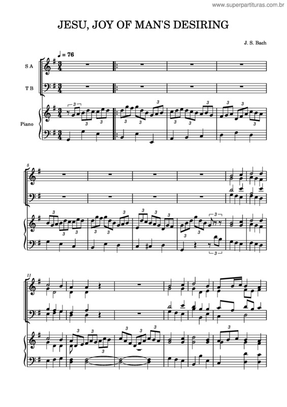 Partitura da música Jesu, Joy Of Man`S Desiring v.6