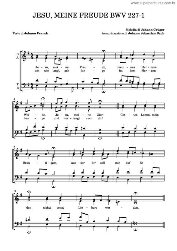 Partitura da música Jesu, Meine Freude Bwv 227-1