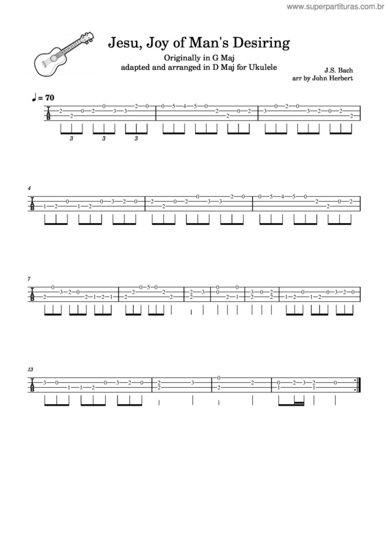 Partitura da música Jesu Joy Of Man`S Desiring For Ukulele