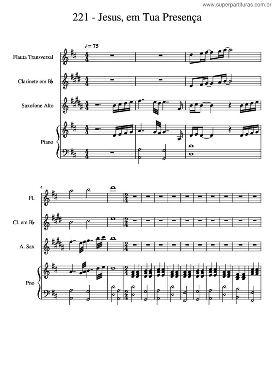 Partitura da música Jesus, Em Tua Presença v.2