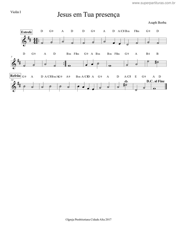 Partitura da música Jesus, Em Tua Presença v.3