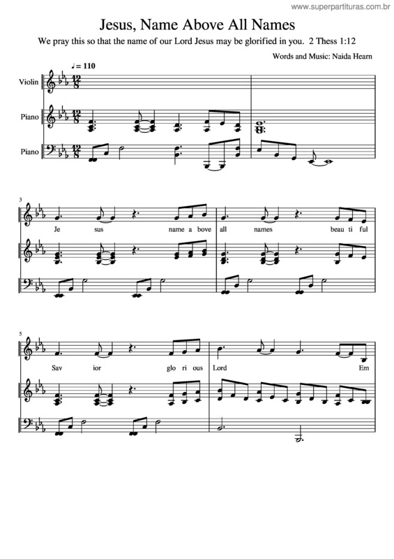 Partitura da música Jesus, Name Above All Names