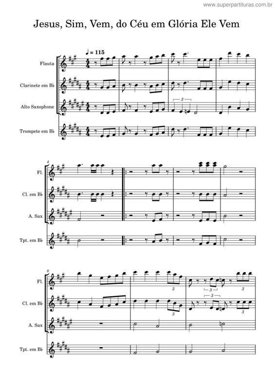 Partitura da música Jesus, Sim, Vem, Do Céu Em Glória Ele Vem