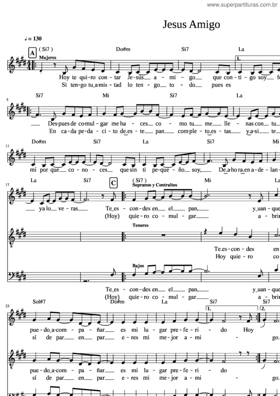 Partitura da música Jesus Amigo