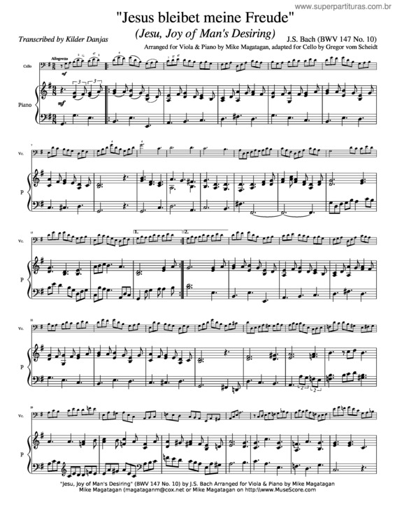 Partitura da música Jesus Bleibet Meine Freude v.6